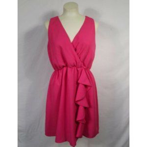 Kiki La Rue Hot Pink Cross Front Ruffle Dress Sz M